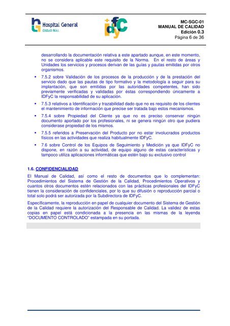 MANUAL DE CALIDAD Docencia HGCR - hgucr