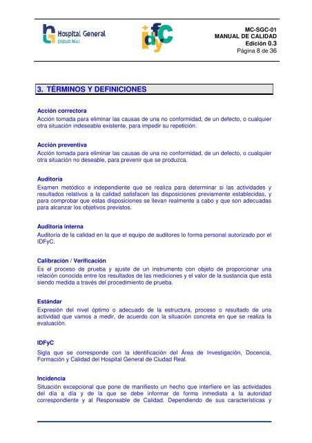 MANUAL DE CALIDAD Docencia HGCR - hgucr