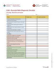 CLB â Essential Skills Diagnostic Checklist