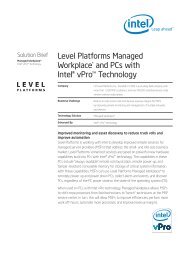 Level Platforms Managed Workplace* and PCs with Intel ... - Intel MSP