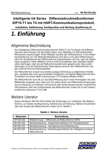 Betriebsanleitung - FOXBORO ECKARDT GmbH