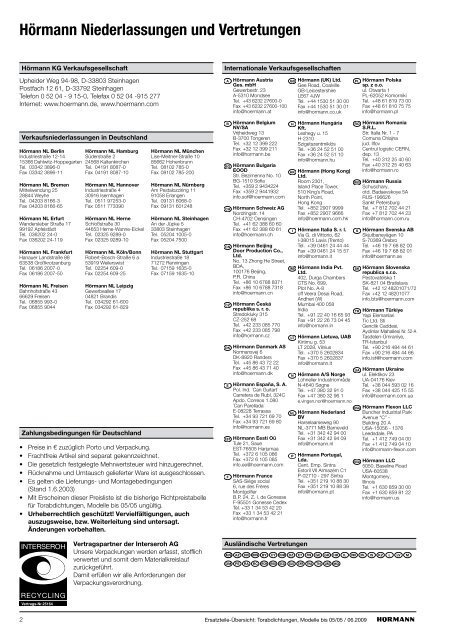 Torabdichtungen Modelle bis 05 2005 - Hörmann KG