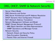 DNS, DHCP, SNMP & Network Security