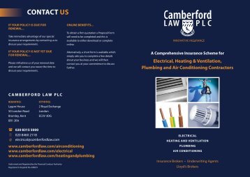 Electrical Insurance Scheme Brochure - Camberford Law PLC