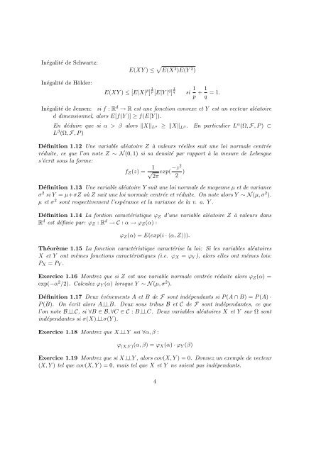 Cours de CALCUL STOCHASTIQUE