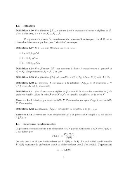 Cours de CALCUL STOCHASTIQUE