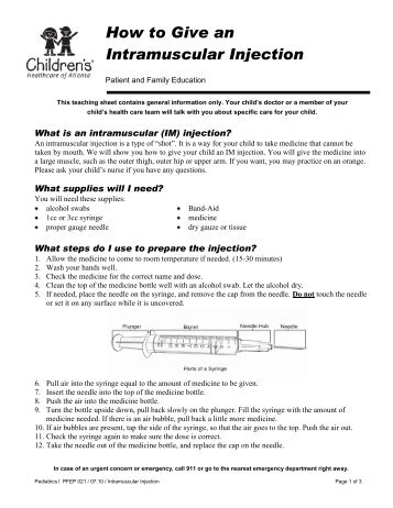 How to Give an Intramuscular Injection - Children's Healthcare of ...