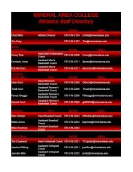 MINERAL AREA COLLEGE Athletics Staff Directory