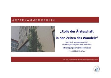 Rolle der Ã„rzteschaft in den Zeiten des Wandels - Ã„rztekammer Berlin