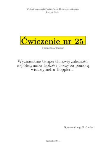 Wyznaczanie temperaturowej zaleÅ¼noÅci wspÃ³Åczynnika lepkoÅci ...