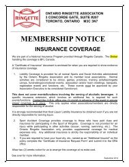membership notice insurance coverage - Ontario Ringette Association