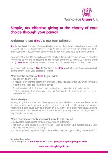 Simple, tax effective giving to the charity