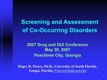 Screening And Assessment Of Co-Occurring Disorders