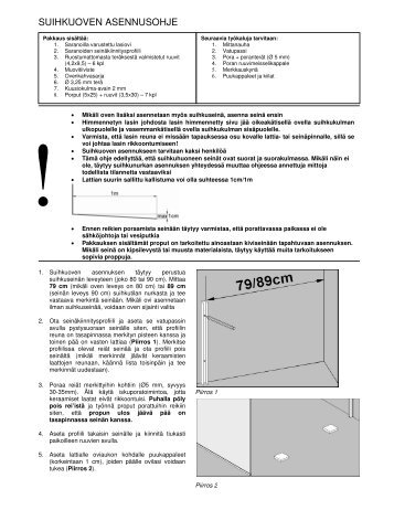SUIHKUOVEN ASENNUSOHJE - Netrauta.fi