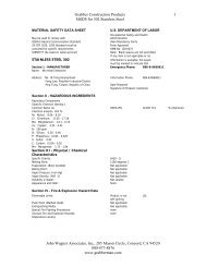 Grabber Construction Products MSDS for 302 Stainless Steel John ...