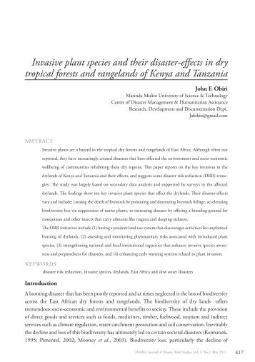 Invasive plant species and their disaster-effects in dry tropical forests ...
