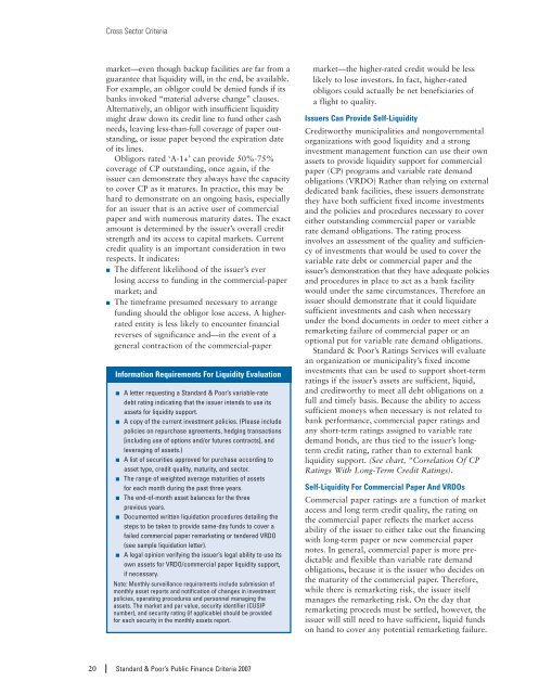 S&P - Public Finance Criteria (2007). - The Global Clearinghouse