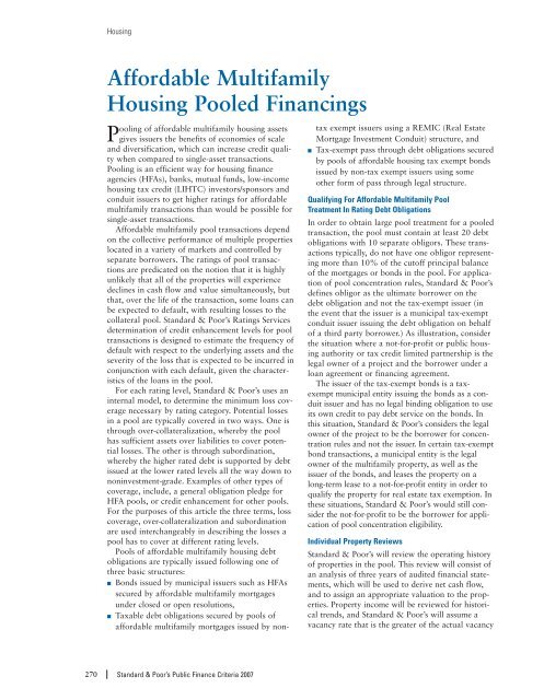 S&P - Public Finance Criteria (2007). - The Global Clearinghouse