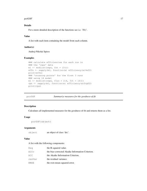 The qpcR Package - NexTag Supports Open Source Initiatives