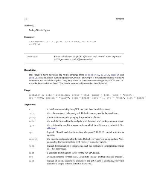 The qpcR Package - NexTag Supports Open Source Initiatives