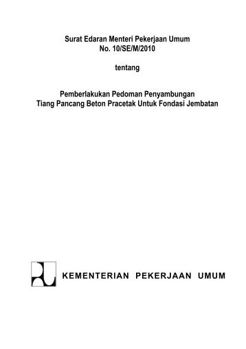 Surat Edaran Menteri Pekerjaan Umum No. 10/SE/M/2010 tentang ...