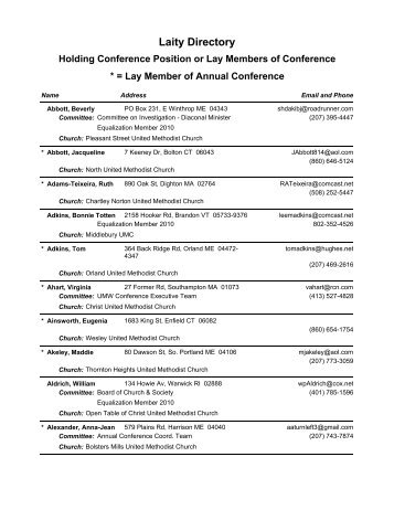 Laity Directory - New England Conference
