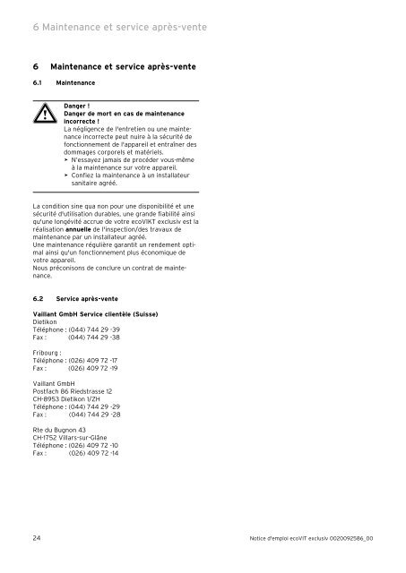 ecoVIT exclusiv - Notice d'emploi - 11 2009 (0.88 MB) - Vaillant