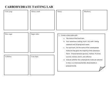 CARBOHYDRATE TASTING LAB - Biology for Life