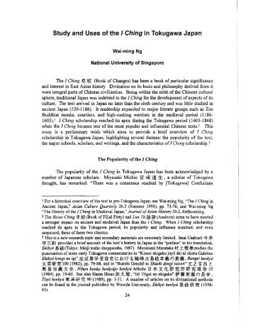 Study and Uses of the I Ching in Tokugawa Japan - Sino-Japanese ...