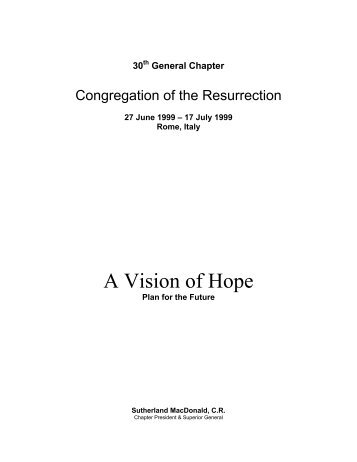 A Vision of Hope - Congregation of The Resurrection