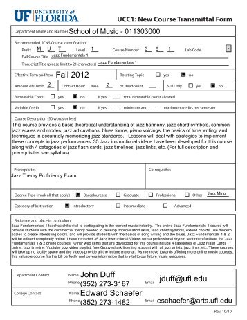 MUT1361 – Jazz Fundamentals 1 - Fora - University of Florida