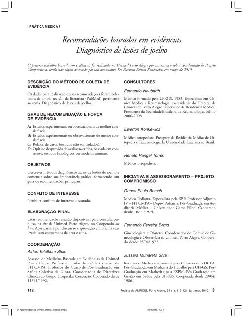 RecomendaÃ§Ãµes baseadas em evidÃªncias DiagnÃ³stico de lesÃµes ...