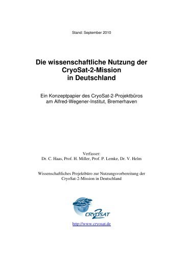 Nutzungskonzept - CryoSat-ProjektbÃ¼ro