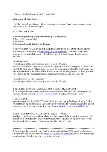 Nyhetsbrev april 200.. - SiO