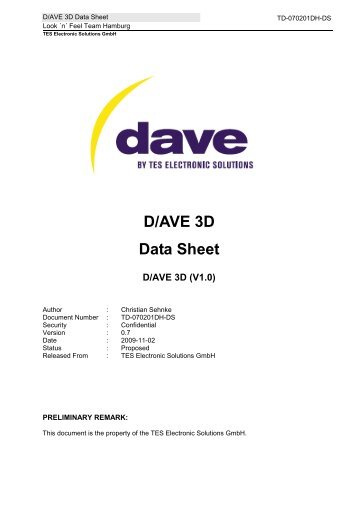 D/AVE 3D Data Sheet - TES Electronic Solutions