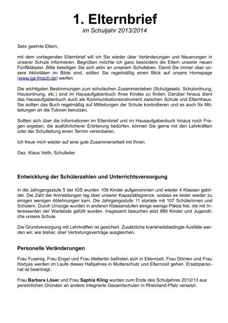 1. Elternbrief Schuljahr 2013-14 - Integrierte Gesamtschule ...