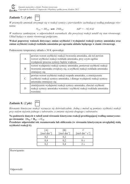 EGZAMIN MATURALNY Z CHEMII - Zamkor