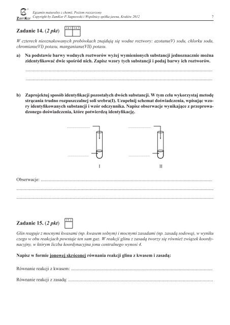 EGZAMIN MATURALNY Z CHEMII - Zamkor