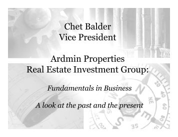 Chet Balder Vice President Ardmin Properties Real ... - Live Out Loud