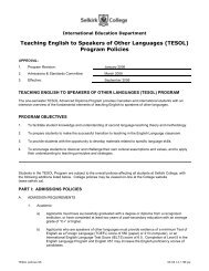 Teaching English to Speakers of Other Languages (TESOL ... - Policy