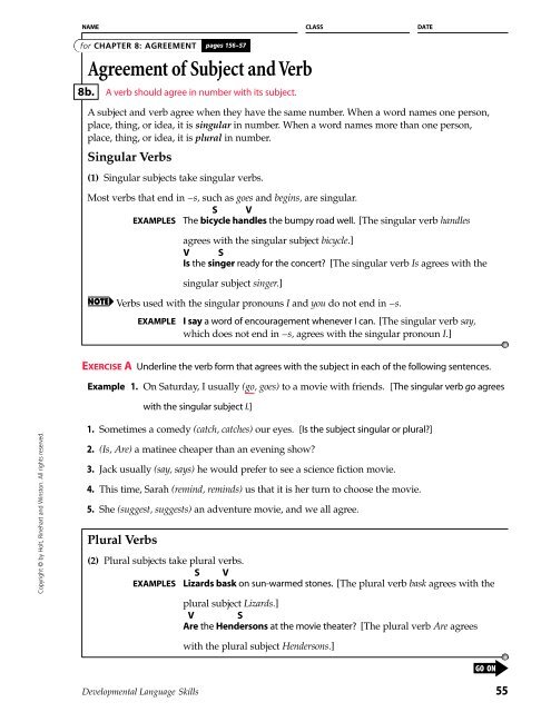 subject verb agreement assignment pdf