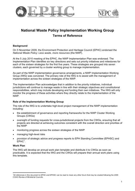 National Waste Policy Implementation Working Group