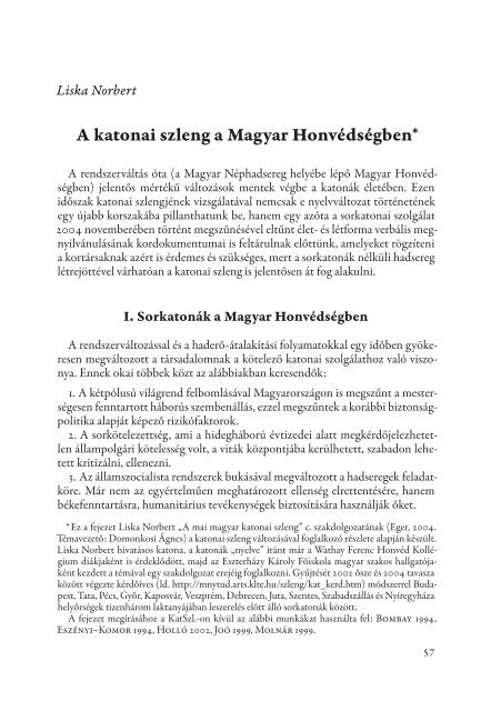 A magyar katonai szleng szÃ³tÃ¡ra - Magyar Elektronikus KÃ¶nyvtÃ¡r ...