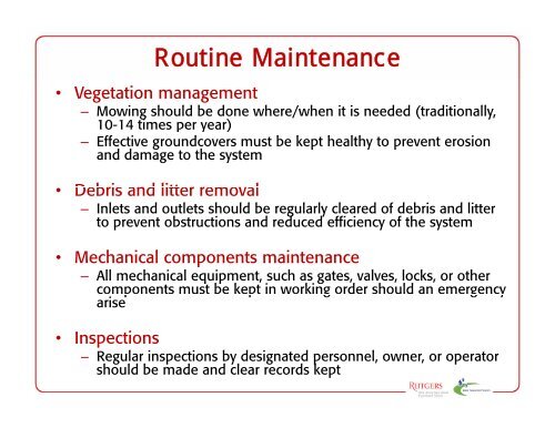 Detention Basin Retrofits and Maintenance - Rutgers Cooperative ...