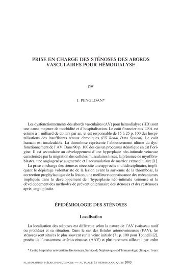 prise en charge des sténoses des abords vasculaires pour ...