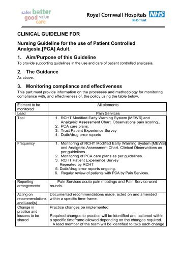 Nursing protocol for use of patient controlled analgesia - the Royal ...