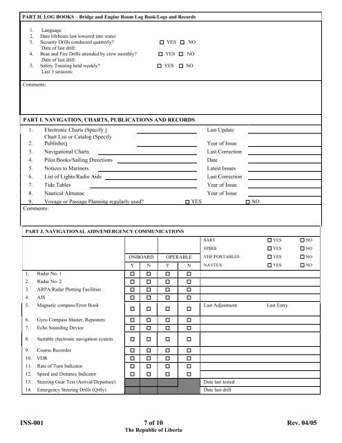 Marine Notice INS-001 dated 11 - liscr