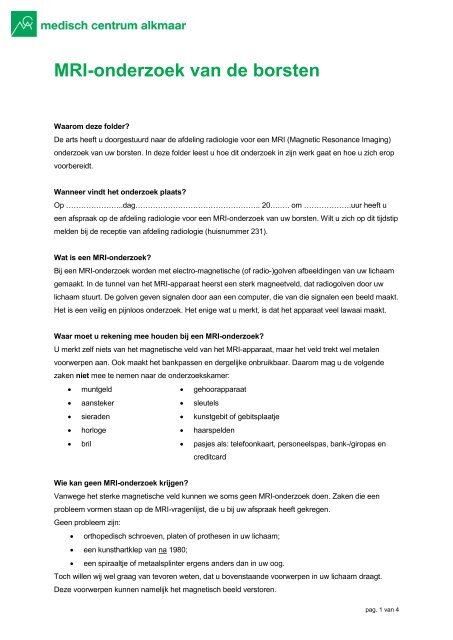 MRI-onderzoek van de borsten - Mca