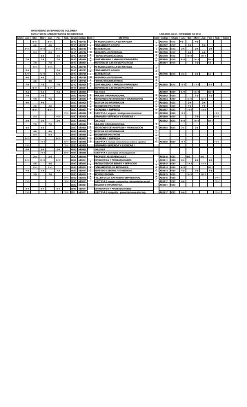 Horarios 2010-2 - Universidad Externado de Colombia