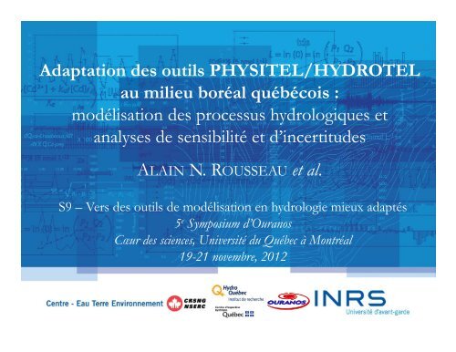 Adaptation des outils PHYSITEL/HYDROTEL au milieu ... - Ouranos